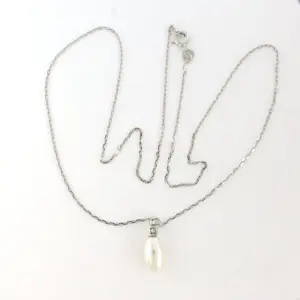 14k witgouden collier en hanger met parel en diamant 0.10ct kaufen? Bieten Sie von 340!