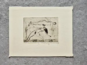 Theo Beerendonk - Expliciete 1970 Epr. d'Art. droge naald Ets "acrobatiek" - potloodgesigneerd kopen? Bied vanaf 28!