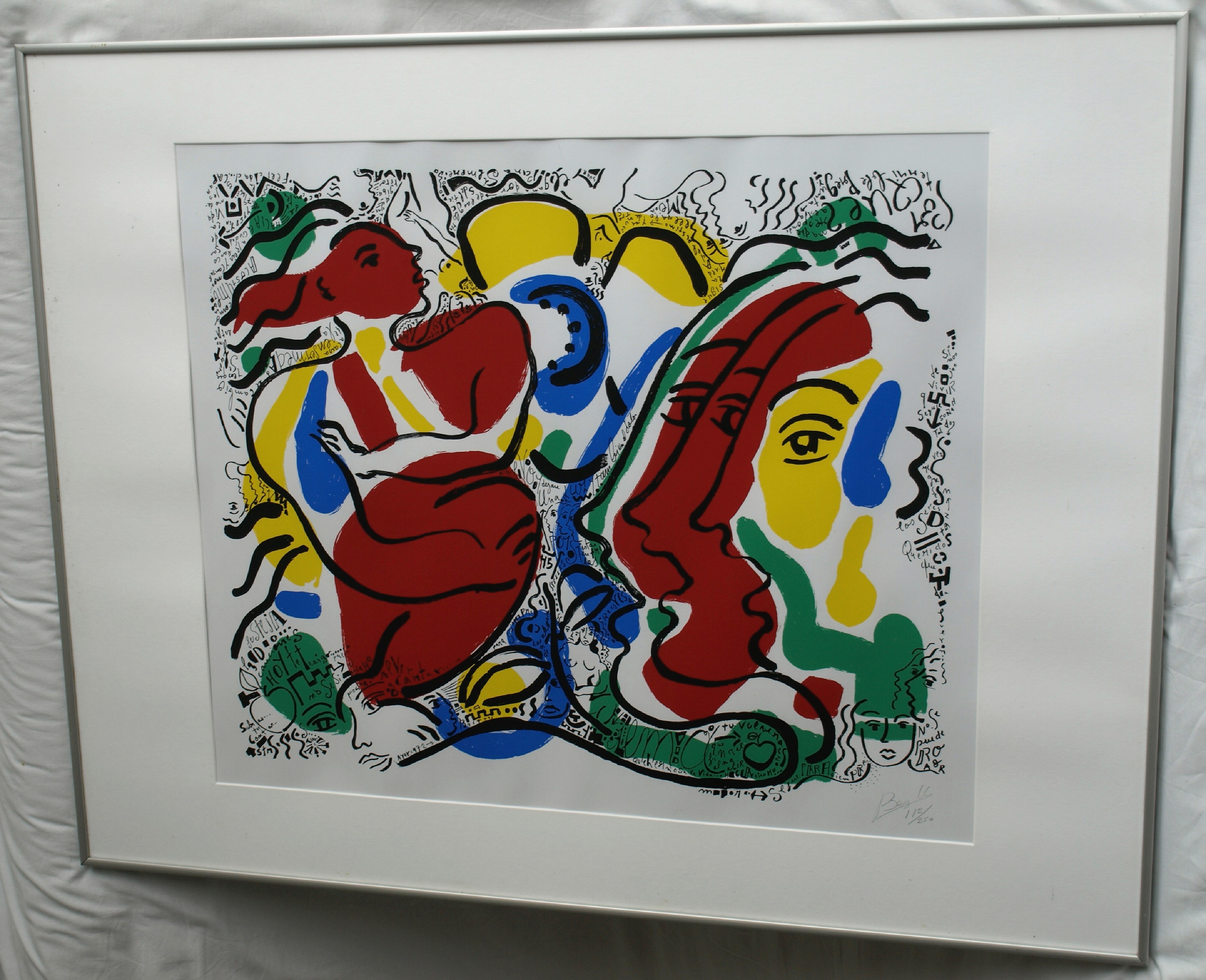 Niet of onleesbaar gesigneerd - Zeefdruk , Zonder titel - gesigneerd & ingelijst - GROOT kopen? Bied vanaf 1!