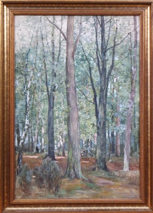 Bernard Ferdinand Hoppe - aquarel op papier - bosgezicht met een houtsprokkelaarster kopen? Bied vanaf 165!