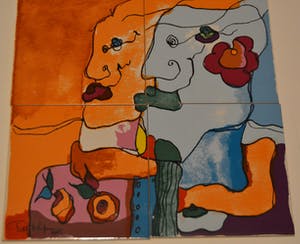Patty Harpenau - Tegeltableau; man en vrouw. kopen? Bied vanaf 50!