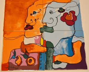 Patty Harpenau - Tegeltableau; man en vrouw. verkocht voor € 50!
