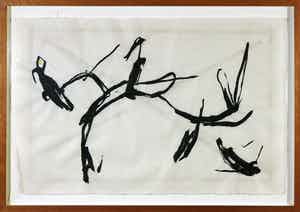 Harrie de Kroon - Inkttekening op geschept papier, Zonder titel - Ingelijst (Groot) verkocht voor € 35!