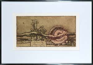 Jan Montyn - Kleurenets, Riverside Mekong near Nongkhai - Ingelijst verkocht voor € 120!