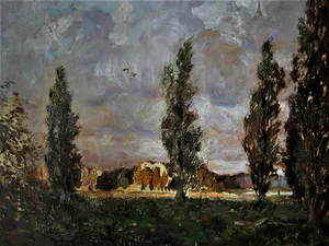 Niet of onleesbaar gesigneerd - Groot expressionistisch olieverf - omstreeks 1920 - Zonverlicht boslandschap kopen? Bied vanaf 1!