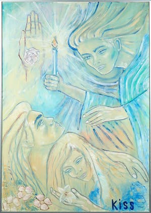 Kiss Riemvis - Olieverf op doek, Kaarslicht - Ingelijst (Groot) kopen? Bied vanaf 1!