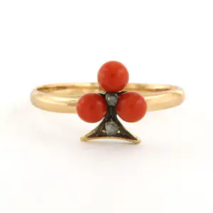 14k rosé gouden ring met koraal en roos geslepen diamanten tot. 0.03ct kaufen? Bieten Sie von 165!