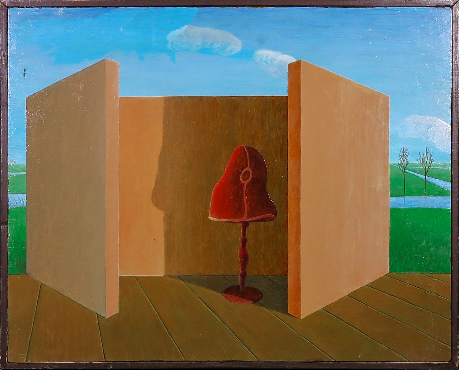 Simon Theewis - Acryl op paneel, De polderpaspop - Ingelijst kopen? Bied vanaf 1!