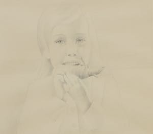 Niet of onleesbaar gesigneerd - Potloodtekening, Portret van een meisje - Ingelijst kopen? Bied vanaf 1!