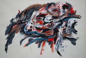 Henk Hesselius - abstracte gouache (Cobra) - 1972 - met kunstboek kopen? Bied vanaf 300!