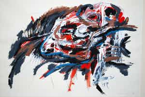 Henk Hesselius - abstracte gouache (Cobra) - 1972 - met kunstboek verkocht voor € 300!