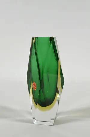 Flavio Poli - Sommerso vaas in groen en geel - Uitgevoerd door Seguso kopen? Bied vanaf 1!