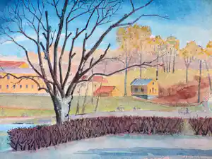Willem Hendrik Gispen - Park in Stockholm - Aquarel verkocht voor € 50!