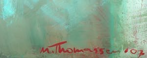 Marieke Thomassen - Acryl op doek, Lentevaas met groene tafel (Zeer groot) kopen? Bied vanaf 100!