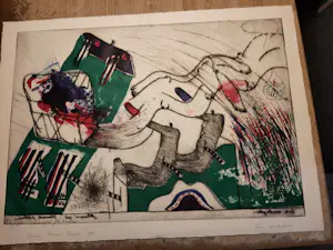 Hannes Postma - "Hors series" handgekleurde Ets -1966 - "twee armlengten" kopen? Bied vanaf 40!