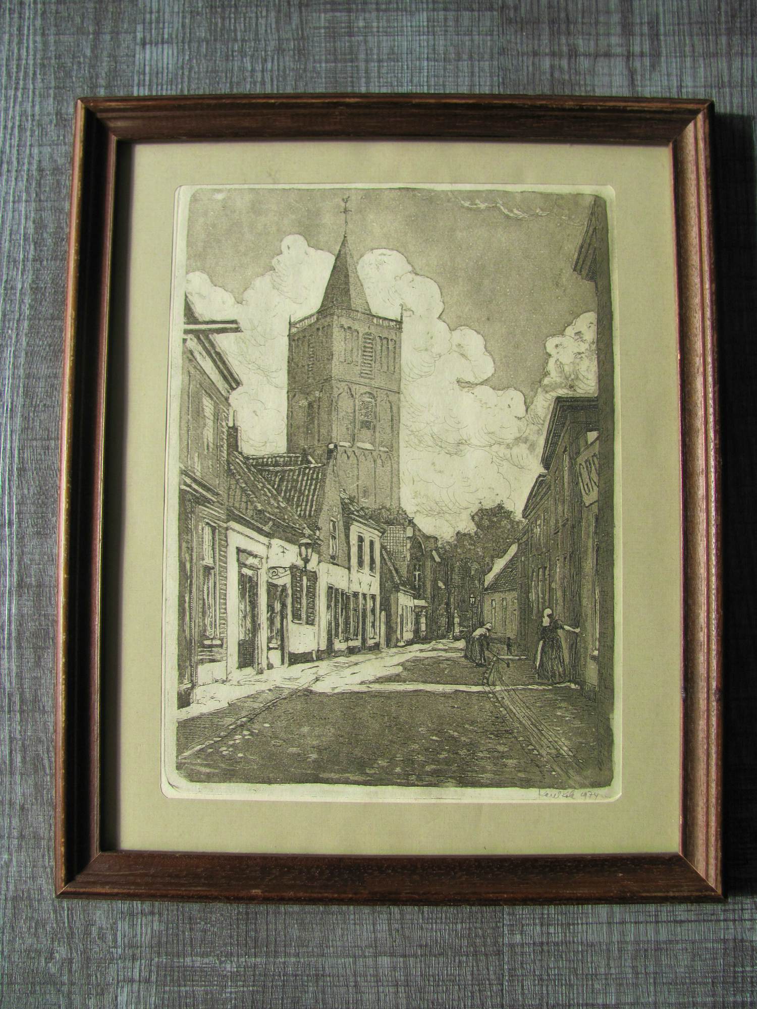 Buy Karel Kok - Kerkstraat Noordwijk Binnen 1900 - ets uit 1974? Bid from 30!