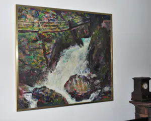 Jacobus Doeser - bruggetje boven een waterval - olieverfschilderij, fors formaat kopen? Bied vanaf 50!