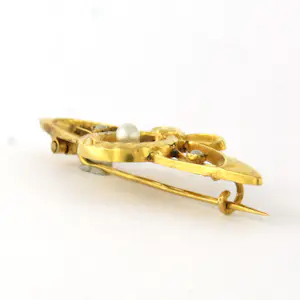 Victoriaanse 18k geel gouden broche met steen parels – 1.6 gram kopen? Bied vanaf 170!