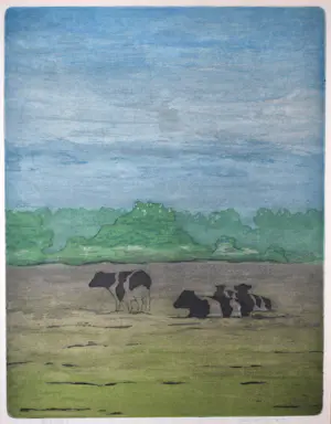 Guus Kuit - Uitzicht 2 (koeien in de wei) - kleine oplage: 7 - kleurets kopen? Bied vanaf 10!