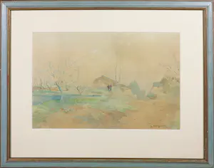 Banka Maruyama - Aquarel, Landschap met figuren - Ingelijst kaufen? Bieten Sie von 1!