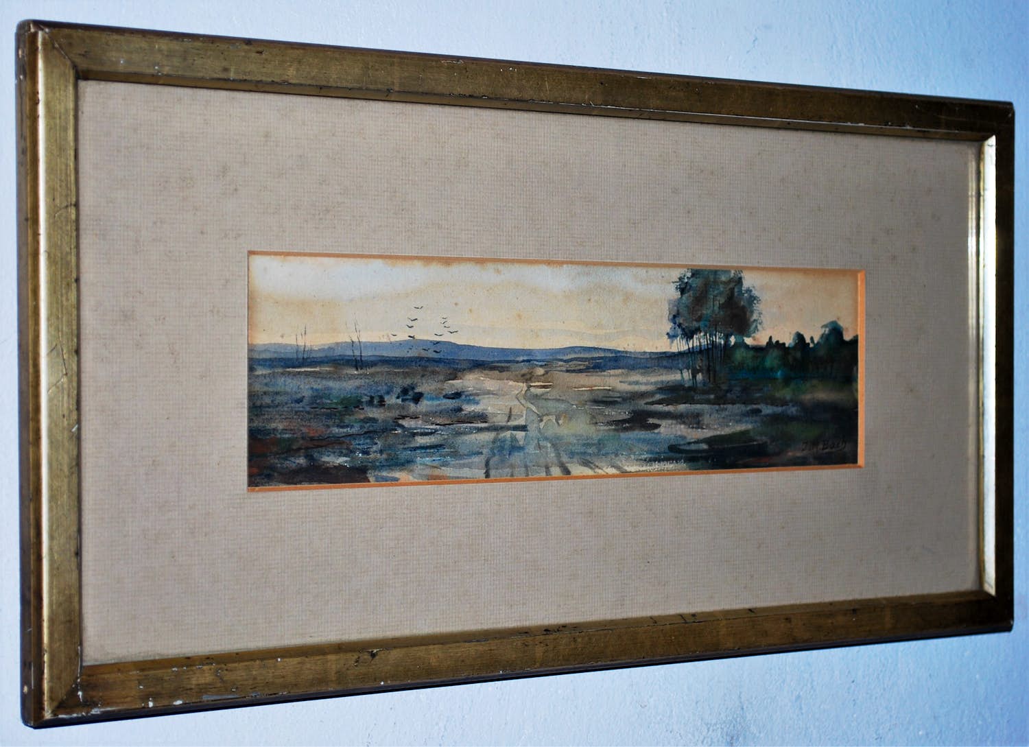 Johannes Martinus Bach - Landschap - ingelijste aquarel verkocht voor € 35!