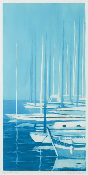 Buy Willy Belinfante - Ets en aquatint, Bleu marine - Ingelijst? Bid from 60!