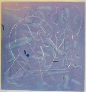 Anton Vrede - Ingelijste lino "Paars ei" kopen? Bied vanaf 1!