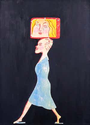 Eva Hilhorst - Gemengde techniek op doek, The good, the bad and the beautiful verkocht voor € 1!