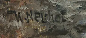 Walter Neuhof - Olieverf op doek, Straat bij nacht - Ingelijst kopen? Bied vanaf 90!