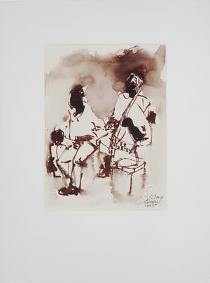 Franscz Witte - Aquarel op papier, Segou feest kopen? Bied vanaf 1!