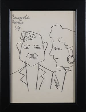 Siep van den Berg - Lot van drie tekeningen, Vier gezichten - Ingelijst kopen? Bied vanaf 35!