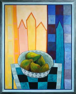 Fenneke van der Elst - Schaal met peren - groot - unicum verkocht voor € 110!