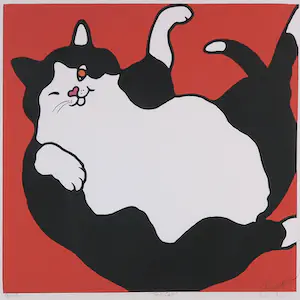 Shunyam - Zeefdruk, Fat cat - Ingelijst kopen? Bied vanaf 50!