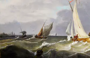 Johannes Christiaan Schotel - Aan de wind op woelig water kopen? Bied vanaf 7500!