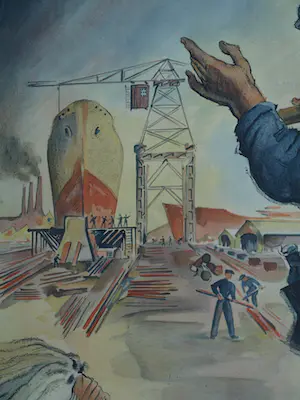 Hans Bolleman - Ingelijst affiche , Werk veilig! Denk aan moeder - 1942 kopen? Bied vanaf 100!