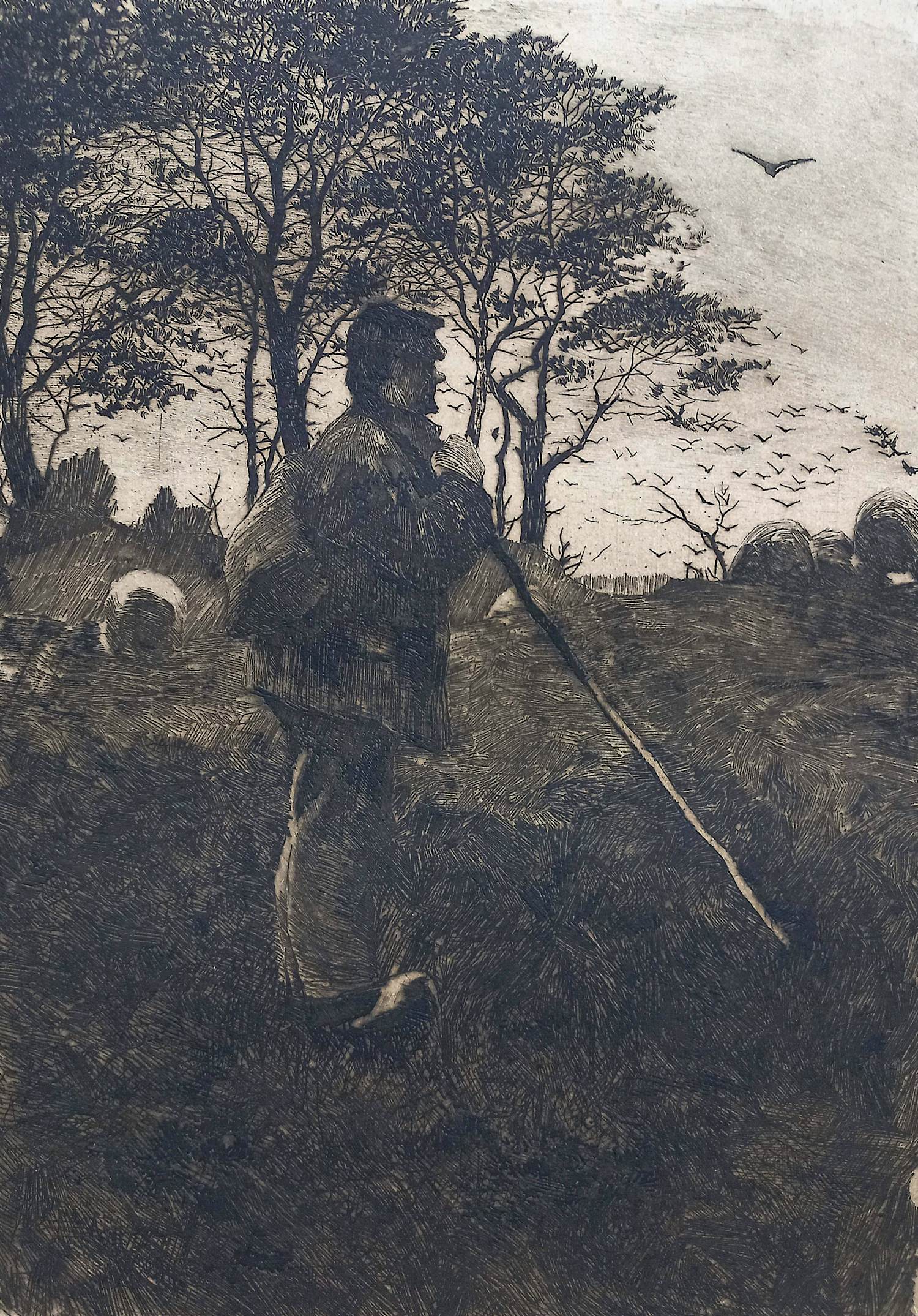 Willem Witsen - Staande schaapherder, ets kopen? Bied vanaf 20!