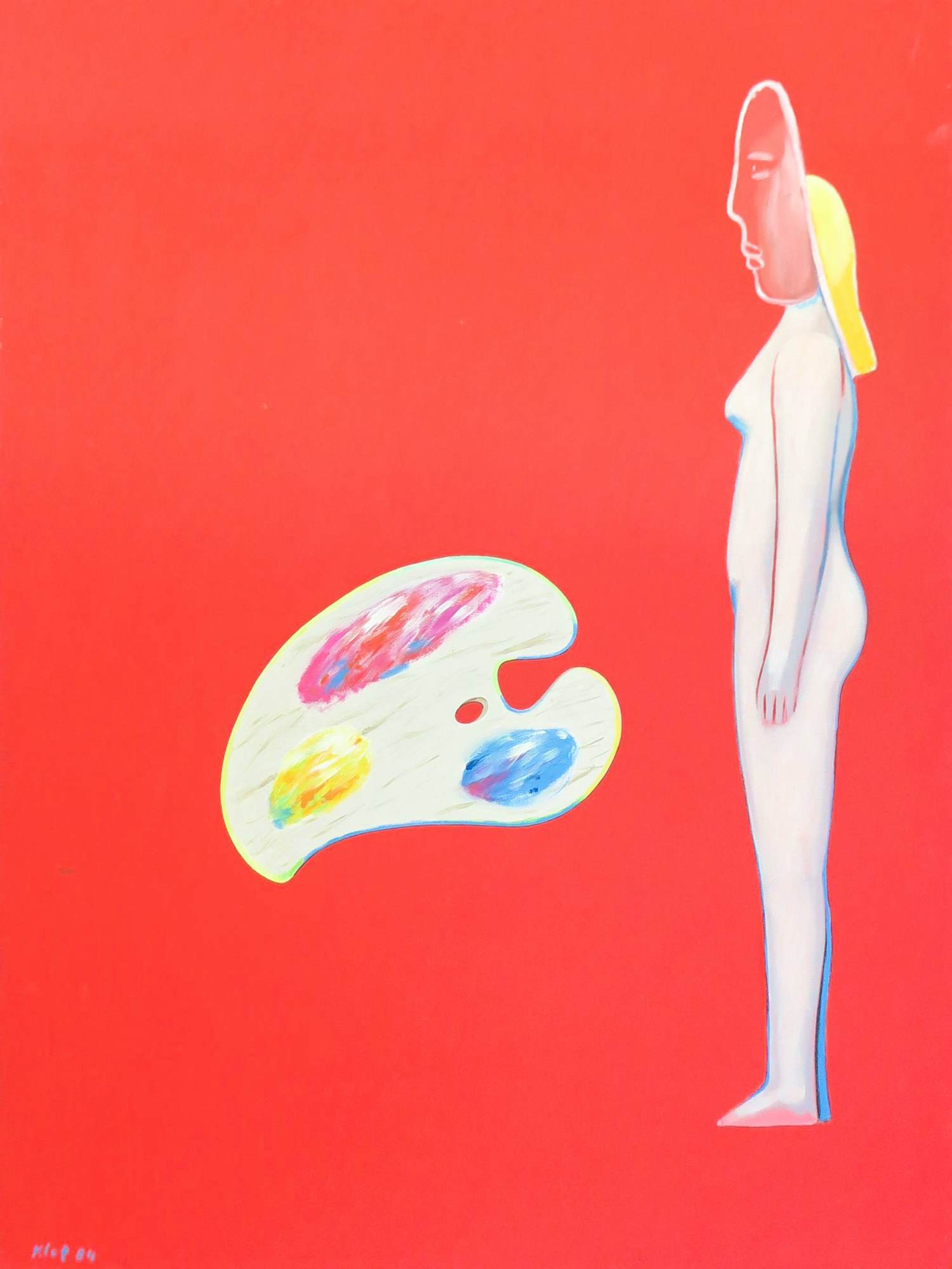Ton Klop - Acryl op doek, Atelier II- Ingelijst (Zeer groot!) verkocht voor € 80!