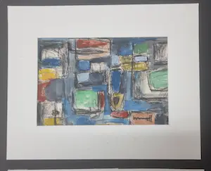 Joop Kropff - 4 abstracte werken in passe-partout kopen? Bied vanaf 120!