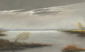 Jan Staats Kiewiet - / Jeska: Ingelijste pasteltekening, Verstild landschap – ca. 1937 kopen? Bied vanaf 50!