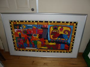 Clemens Briels - Zeefdruk, Pintate los labios Maria, pintate - Ingelijst (Groot!) kopen? Bied vanaf 225!