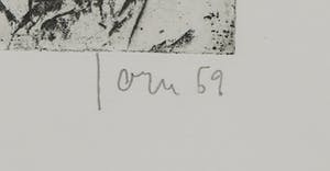 Asger Jorn - Ets en droge naald op handgeschept Japon, Friedhof der Maulwürfe - Ingelijst kopen? Bied vanaf 1!