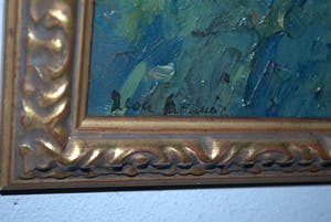 Niet of onleesbaar gesigneerd - olieverf 1e helft 20eE, mogelijk Frans - uitzicht op water en bergen kopen? Bied vanaf 10!