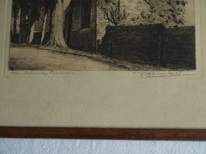 Johan Hemkes - 2 Ingelijste etsen , ‘Korendragershuisje’ + ‘Theehuisje Bolwerk , Franeker’ kopen? Bied vanaf 1!