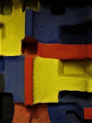 Pjotr van Oorschot - Geometrisch Acrylverf op karton "Hommage a de Stijl" gesigneerd kopen? Bied vanaf 30!