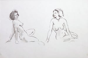 Jan Sluijters (jr.) - Tekening, Twee zittend naakt kopen? Bied vanaf 40!
