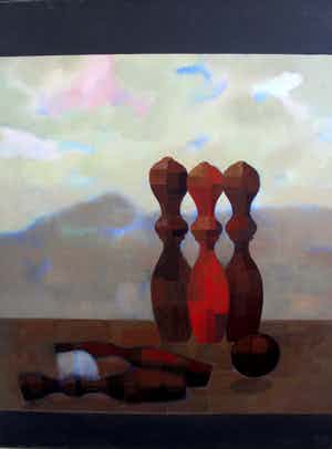 Dick Elffers - surrealistisch stilleven in landschap - 1977 verkocht voor € 475!