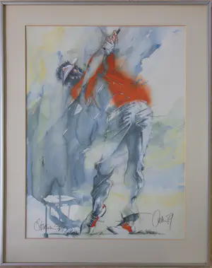 Ortho Owen - GOLFSPELER / EXTENSION / KLEUROFFSET / 72x57cm / KADER / SIG / 1989 kopen? Bied vanaf 30!