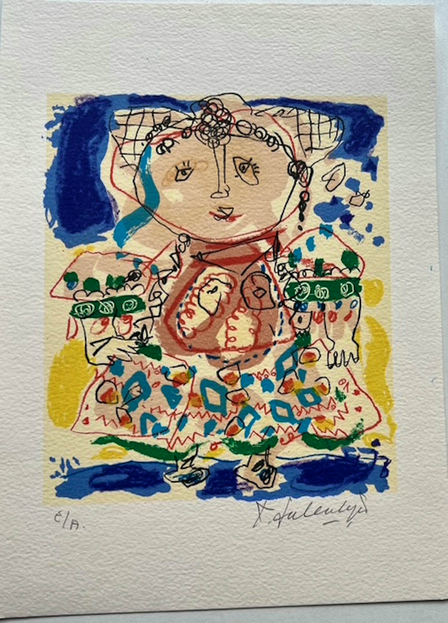 Kees Salentijn - mooie zeefdruk op geschept papier van een mens kopen? Bied vanaf 50!