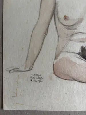 Pieter Pouwels - zittende naakte vrouw kopen? Bied vanaf 45!