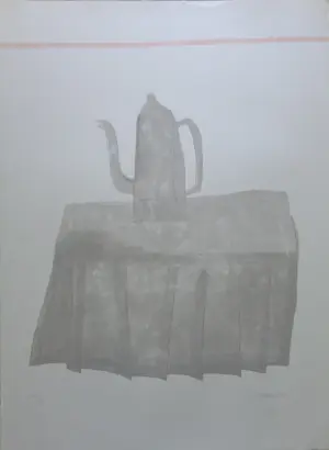 Klaas Gubbels - GRIJZE KOFFIEKAN / KLEURZEEFDRUK / 76x56cm / SIG / 1977 kopen? Bied vanaf 195!